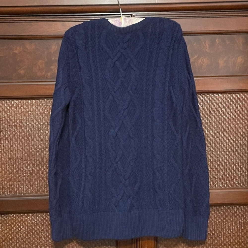 Boast Women's Chunky Fisherman Cable Wool Knit Crewneck Sweater‎ Navy Size L - Picture 11 of 11